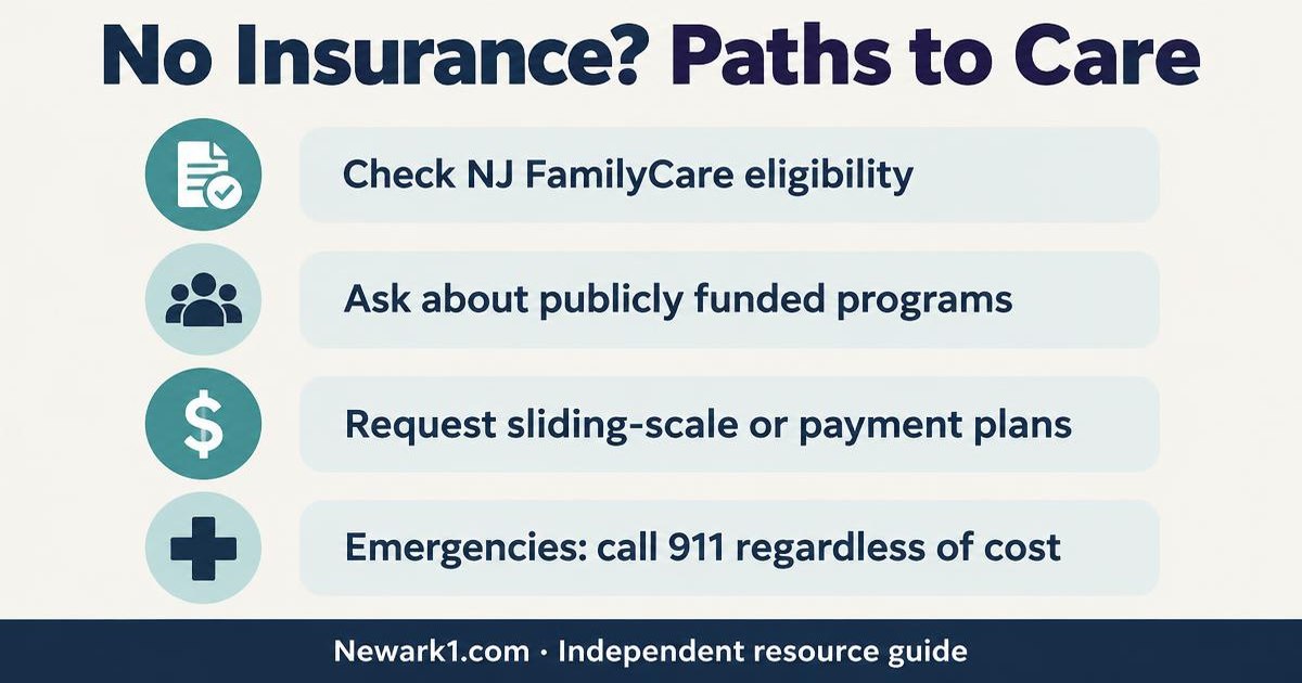 No insurance? Paths to care. An illustrated summary; the full text follows.