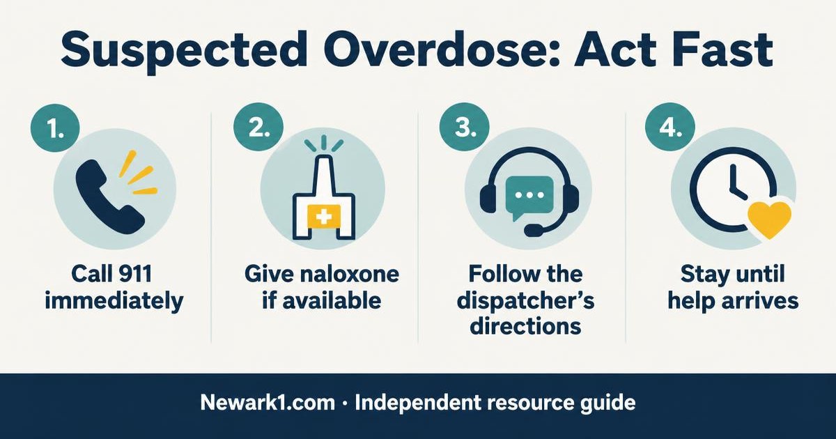 Suspected overdose: act fast. An illustrated summary; the full text follows.