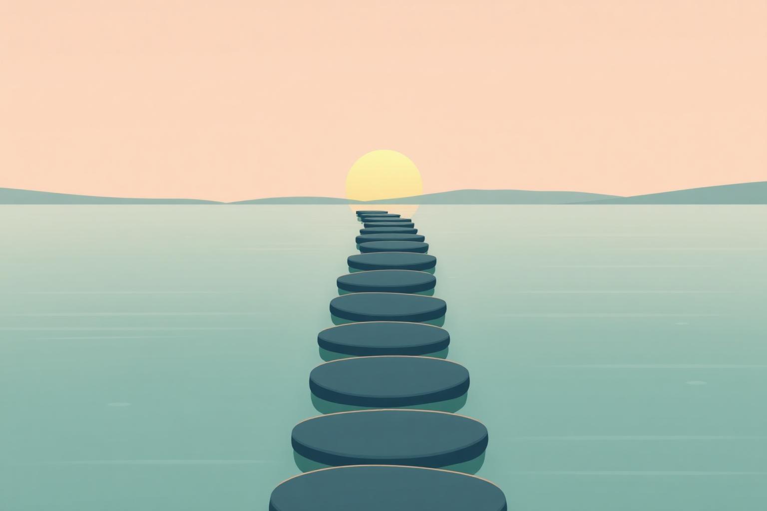 Illustrated stepping stones, representing continuing support.
